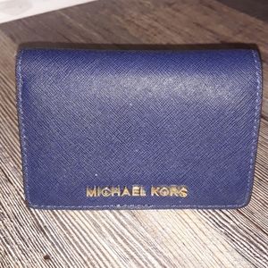Michael Kors foldable blue wallet